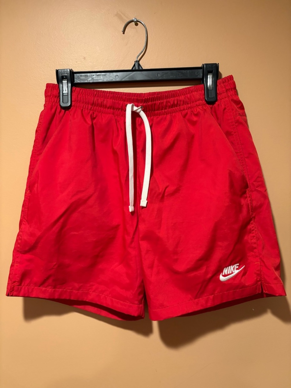 Nike Men’s Red Athletic Shorts with White Drawcord